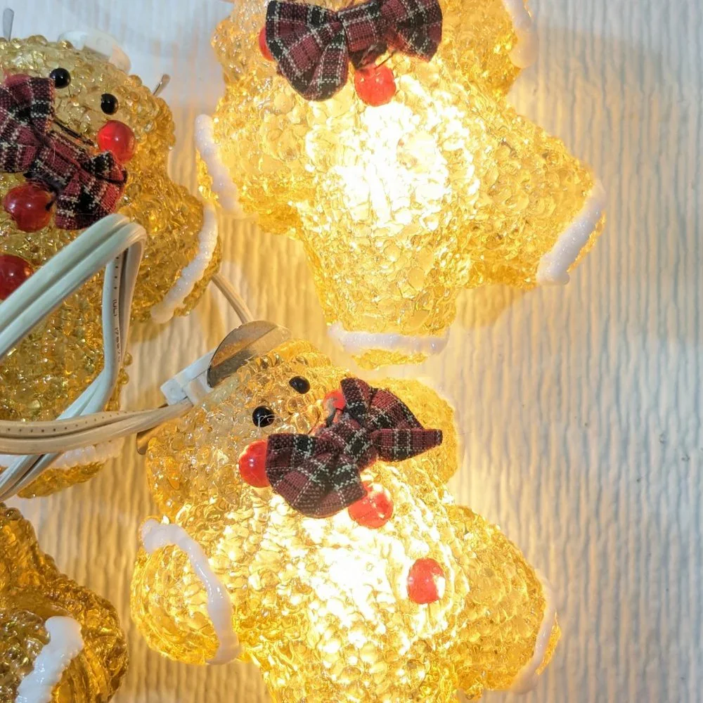 Vintage Gingerbread‎ men cookies string Lights Christmas bowtie caps 6 ft decor